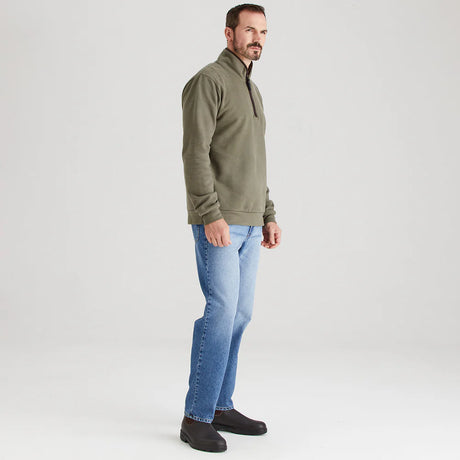 Ridgeline Mens Brancaster 1/4 Zip Top #colour_smokey-olive