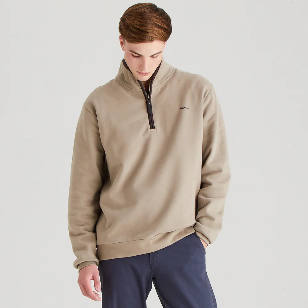 Ridgeline Mens Brancaster 1/4 Zip Top #colour_roasted-cashew