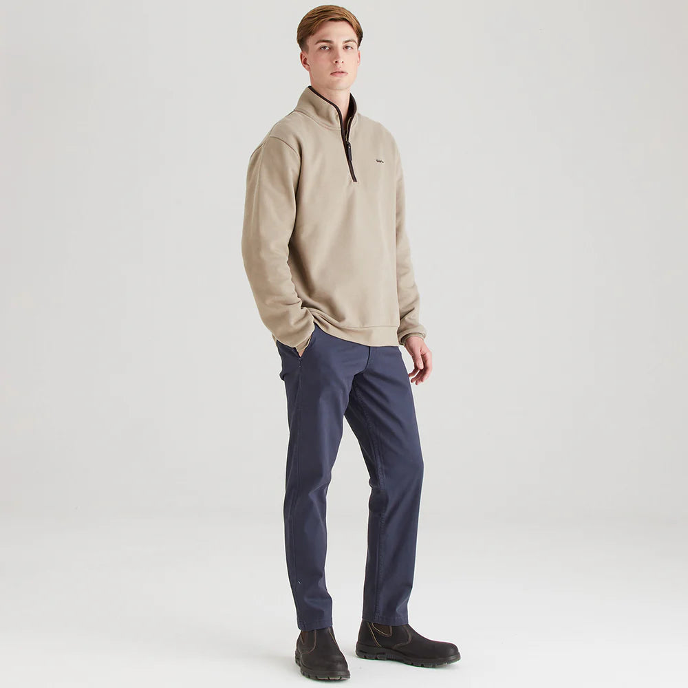Ridgeline Mens Brancaster 1/4 Zip Top #colour_roasted-cashew