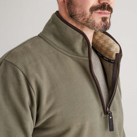 Ridgeline Mens Brancaster 1/4 Zip Top #colour_smokey-olive