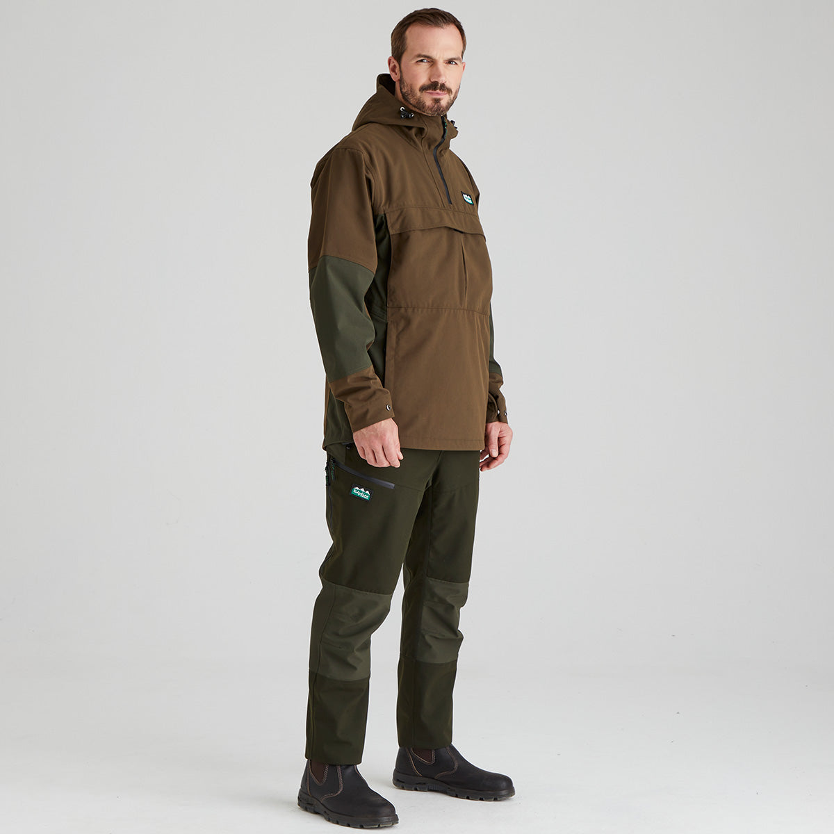 Ridgeline Mens Cambrian Smock #colour_bark-deep-forest