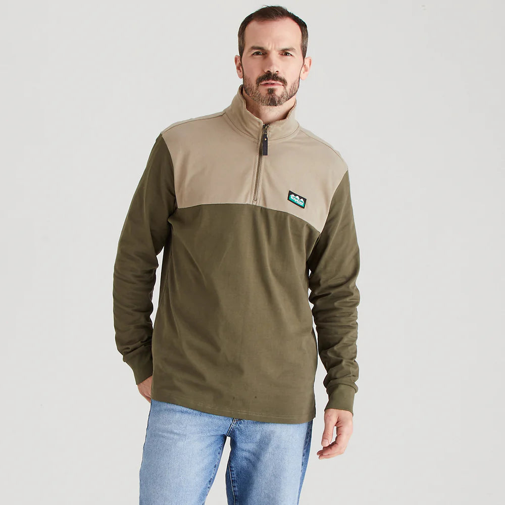 Ridgeline Mens Salthouse Zip Top #colour_ivy-green-multi