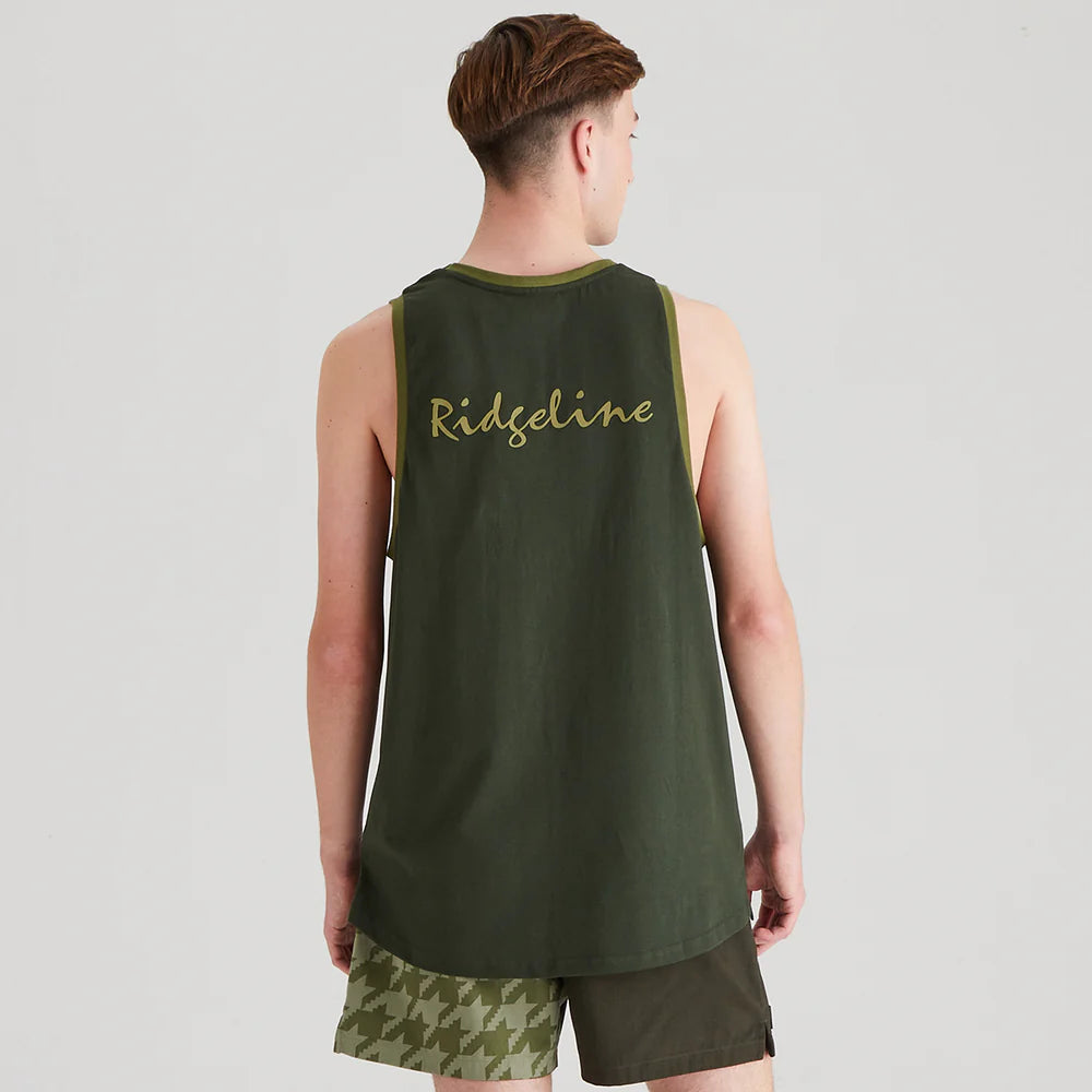 Ridgeline Mens Signature Singlet #colour_deep-forest