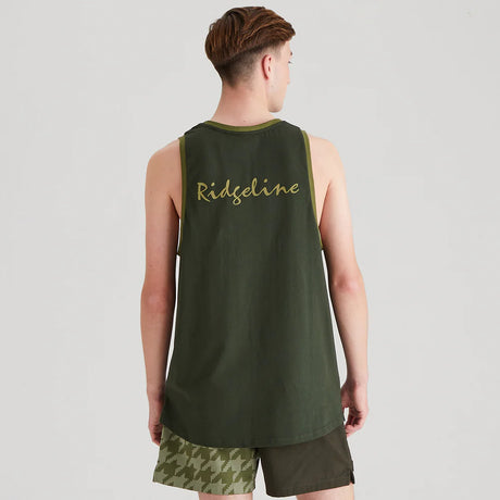 Ridgeline Mens Signature Singlet #colour_deep-forest