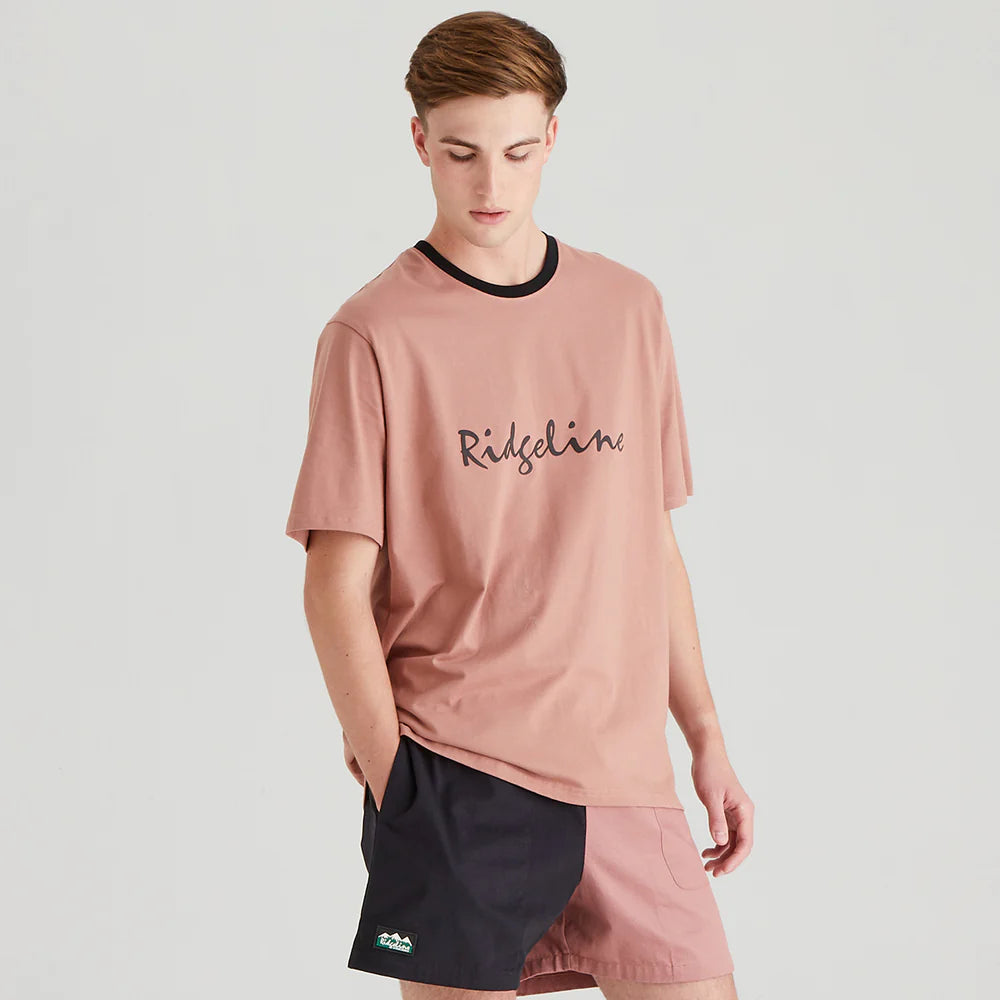 Ridgeline Mens Signature T Shirt #colour_dusky-pink