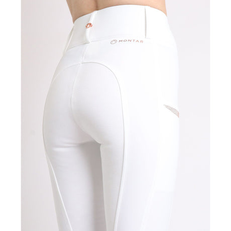 Montar MoKelsey Rose Gold Crystals Junior Full Grip Riding Tights #colour_white