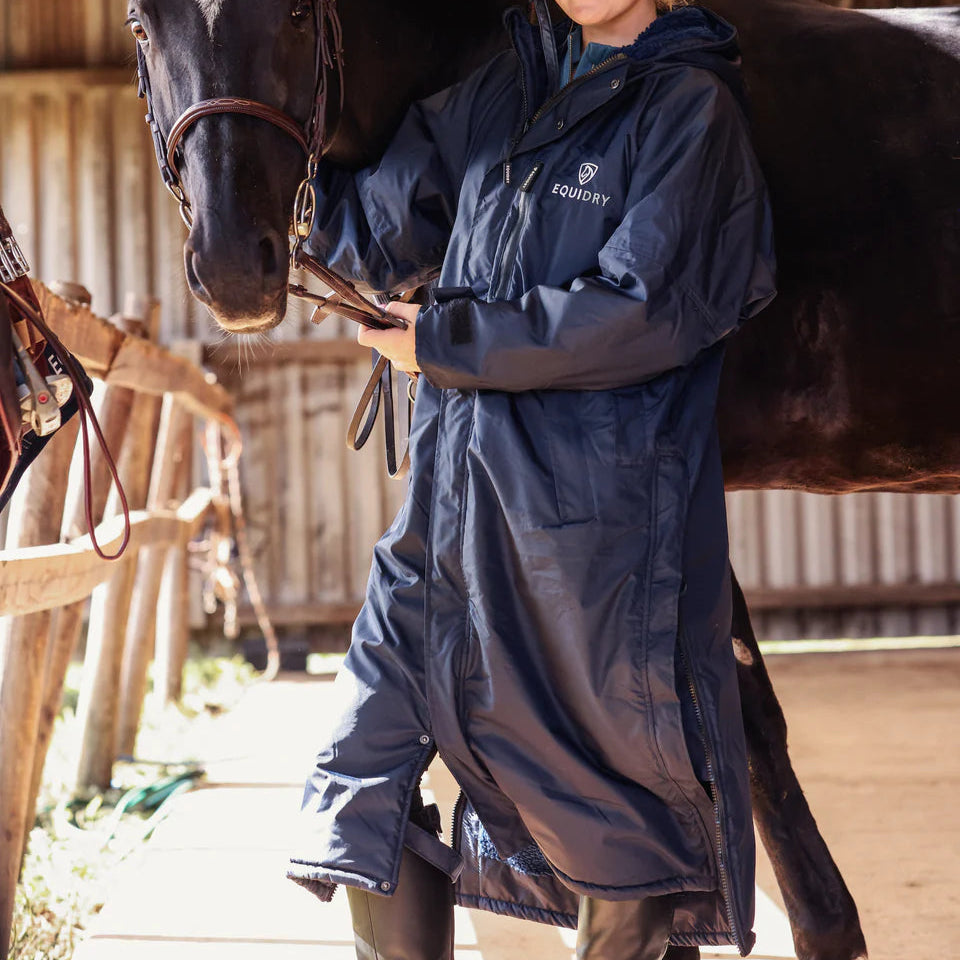 EQUIDRY Women's Thick Fleece Evolution Fixed Hood #colour_navy-navy