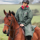 EQUIDRY Women's Thick Fleece Evolution Fixed Hood #colour_black-forest-green-peacock-pink