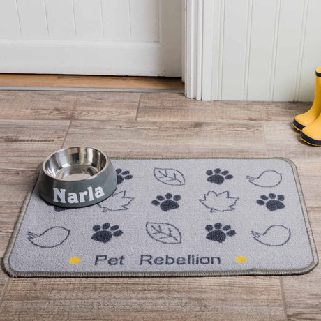 Pet Rebellion Large Absorbent Dinner Mate Food Mat #style_country-walk-grey
