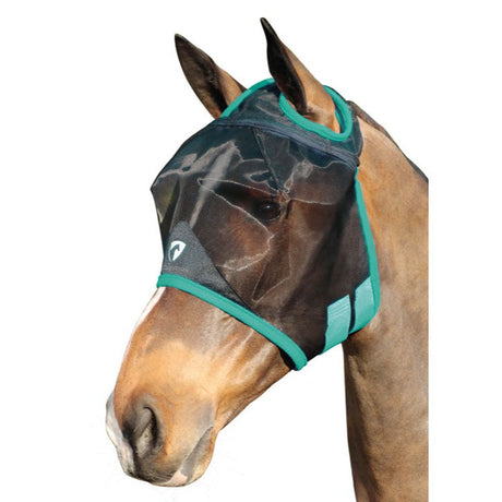 Hy Equestrian Mesh Half Mask Without Ears #colour_black-teal