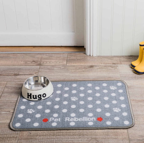 Pet Rebellion Large Absorbent Dinner Mate Food Mat #style_dotty-grey