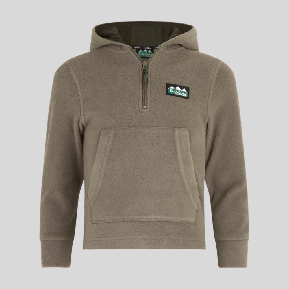 Ridgeline Kids Ballistic Long Sleeved Fleece Hoodie #colour_smokey-olive