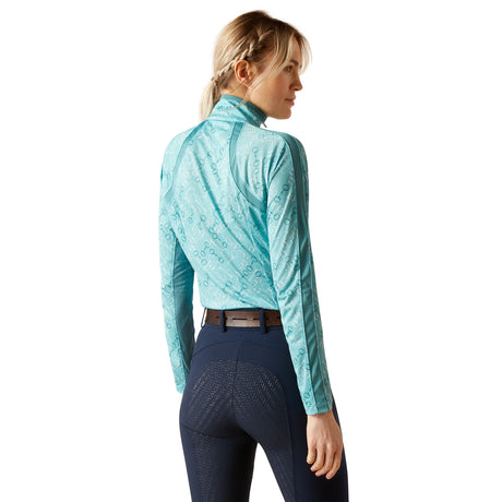 Ariat Women's Sunstopper 3.0 1/4 Zip Baselayer #colour_marine-blue-bit