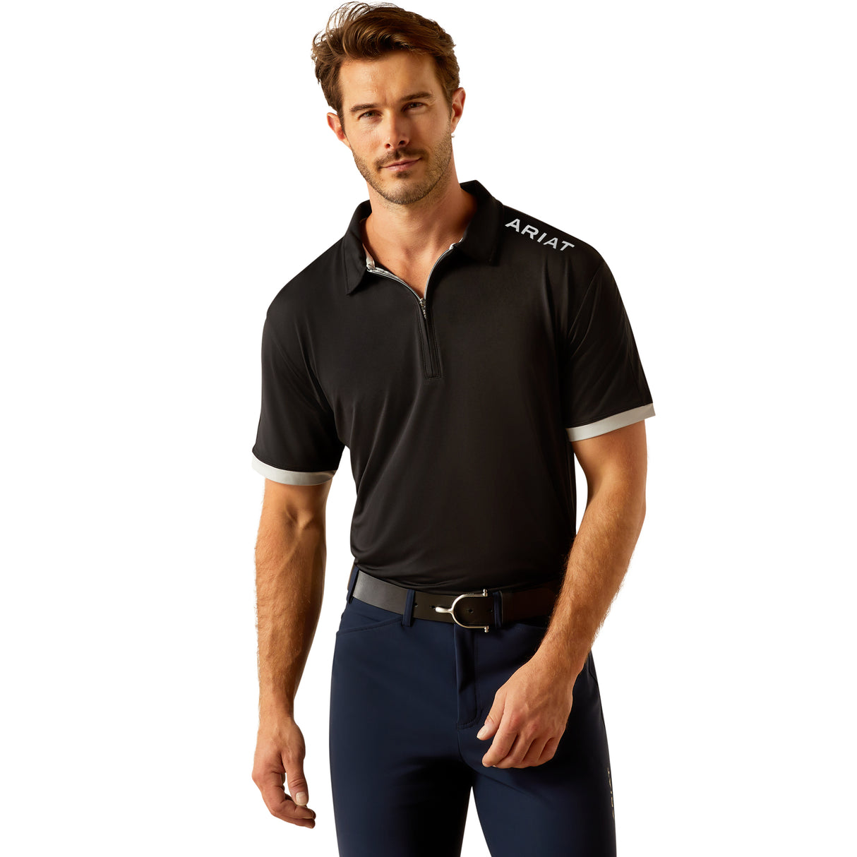 Ariat Men's Bandera 1/4 Zip Polo #colour_black