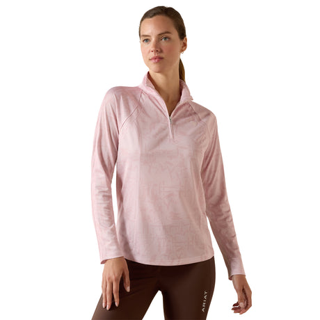 Ariat Women's Sunstopper 3.0 1/4 Zip Baselayer #colour_sepia-rose-horse-park