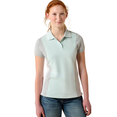 Ariat Youth Taryn Polo Shirt #colour_starlight-blue-heather-grey