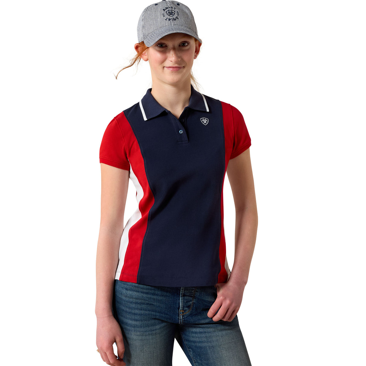 Ariat Youth Taryn Polo Shirt #colour_navy-red