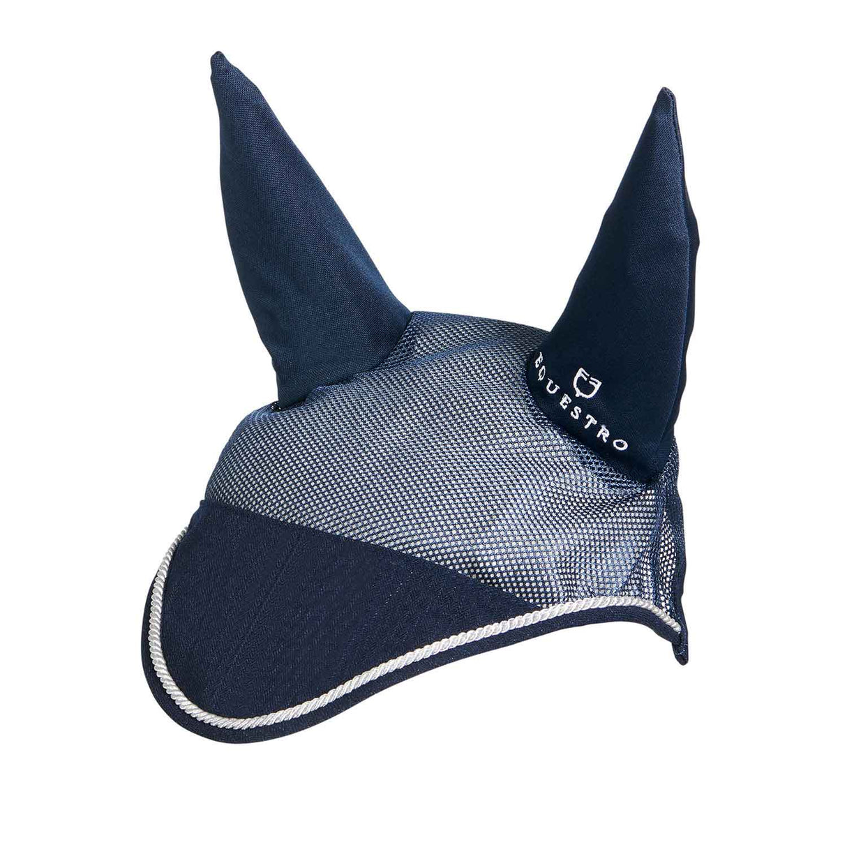 Equestro Cotton Fly Veil And Perforated Mesh Fabric #colour_blue