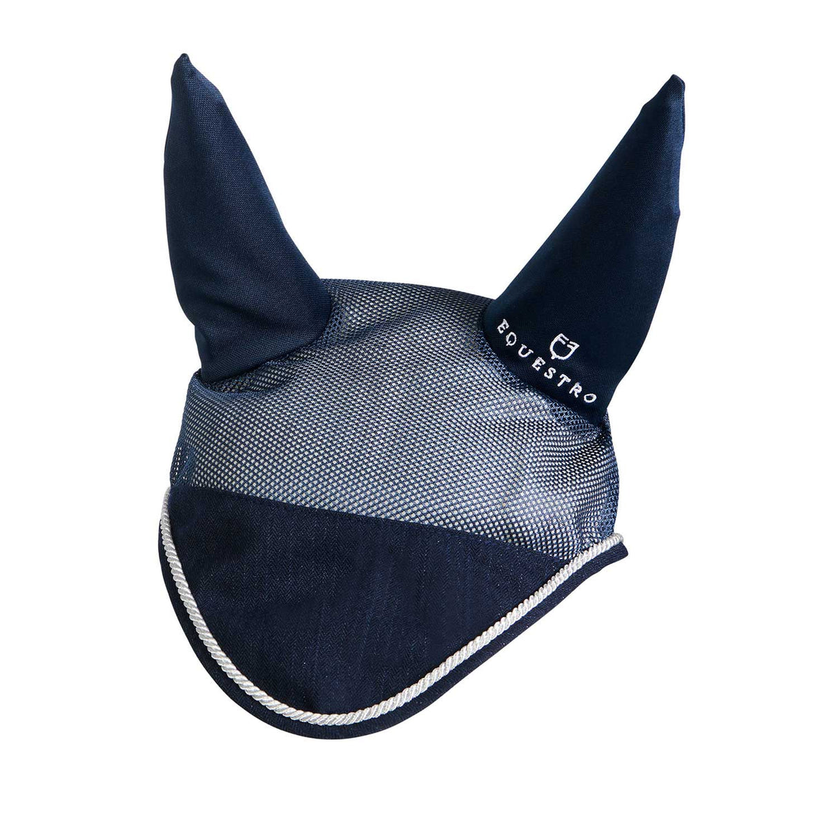 Equestro Cotton Fly Veil And Perforated Mesh Fabric #colour_blue