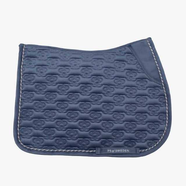 PS of Sweden Velvet Monogram Jump Saddle Pad #colour_mist-blue