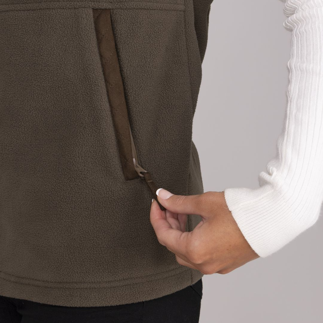 Shires Aubrion Heritage Unisex Fleece Gilet #colour_dark-olive