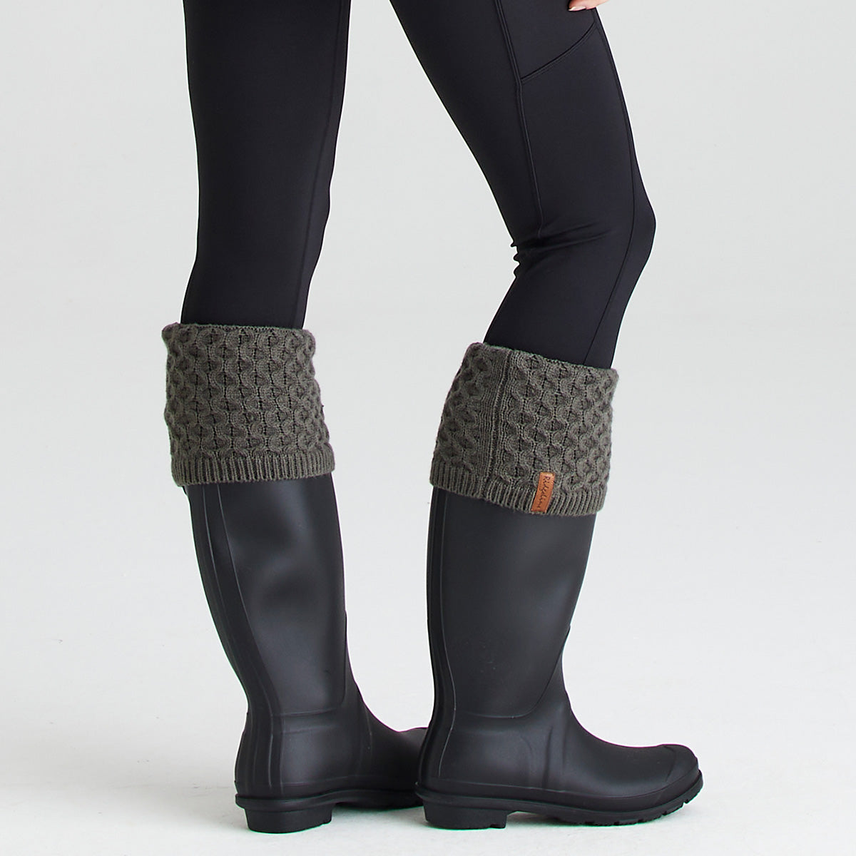 Double Cuff Welly Sock - Moss