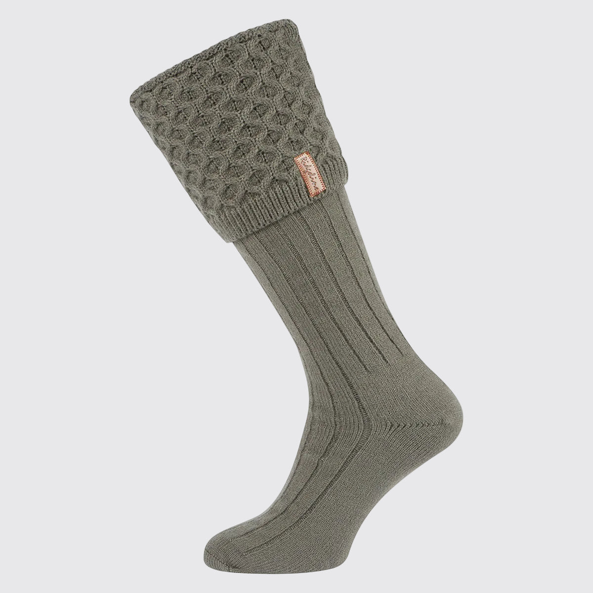 Double Cuff Welly Sock - Moss