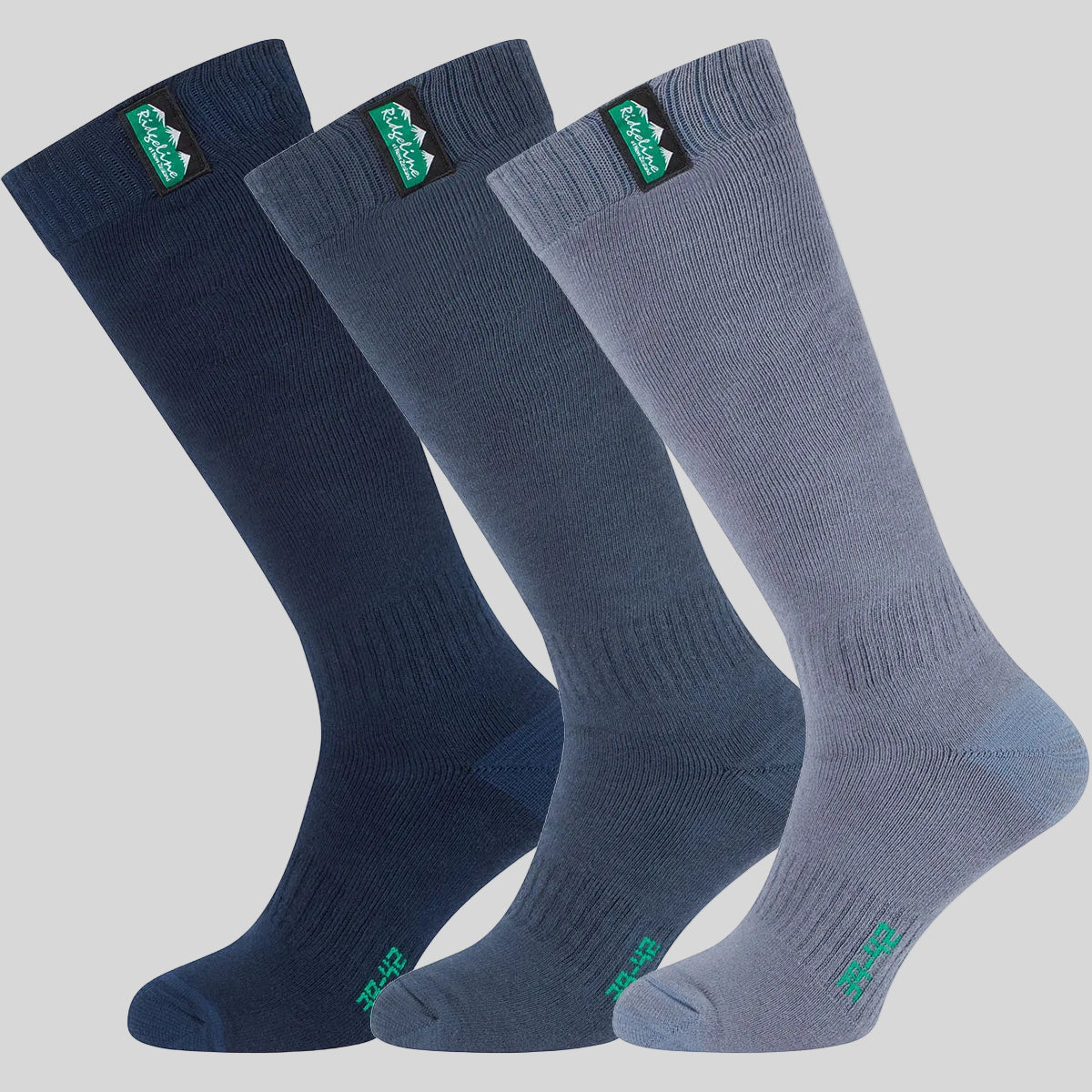 Cotton Work Socks Navy Multi (3 pack) - Full Length