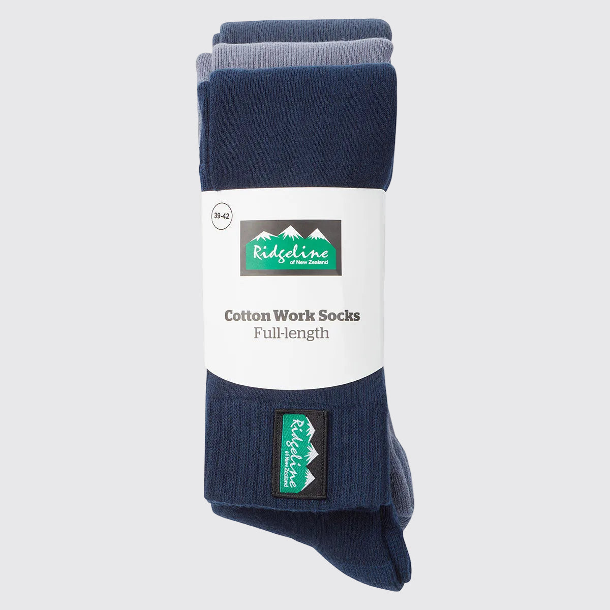 Cotton Work Socks Navy Multi (3 pack) - Full Length