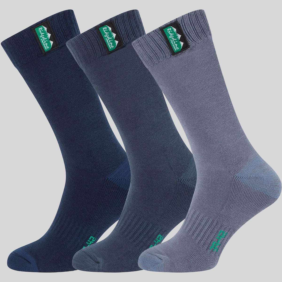 Cotton Work Socks Navy Multi (3 pack) - Mid Length