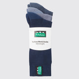 Cotton Work Socks Navy Multi (3 pack) - Mid Length