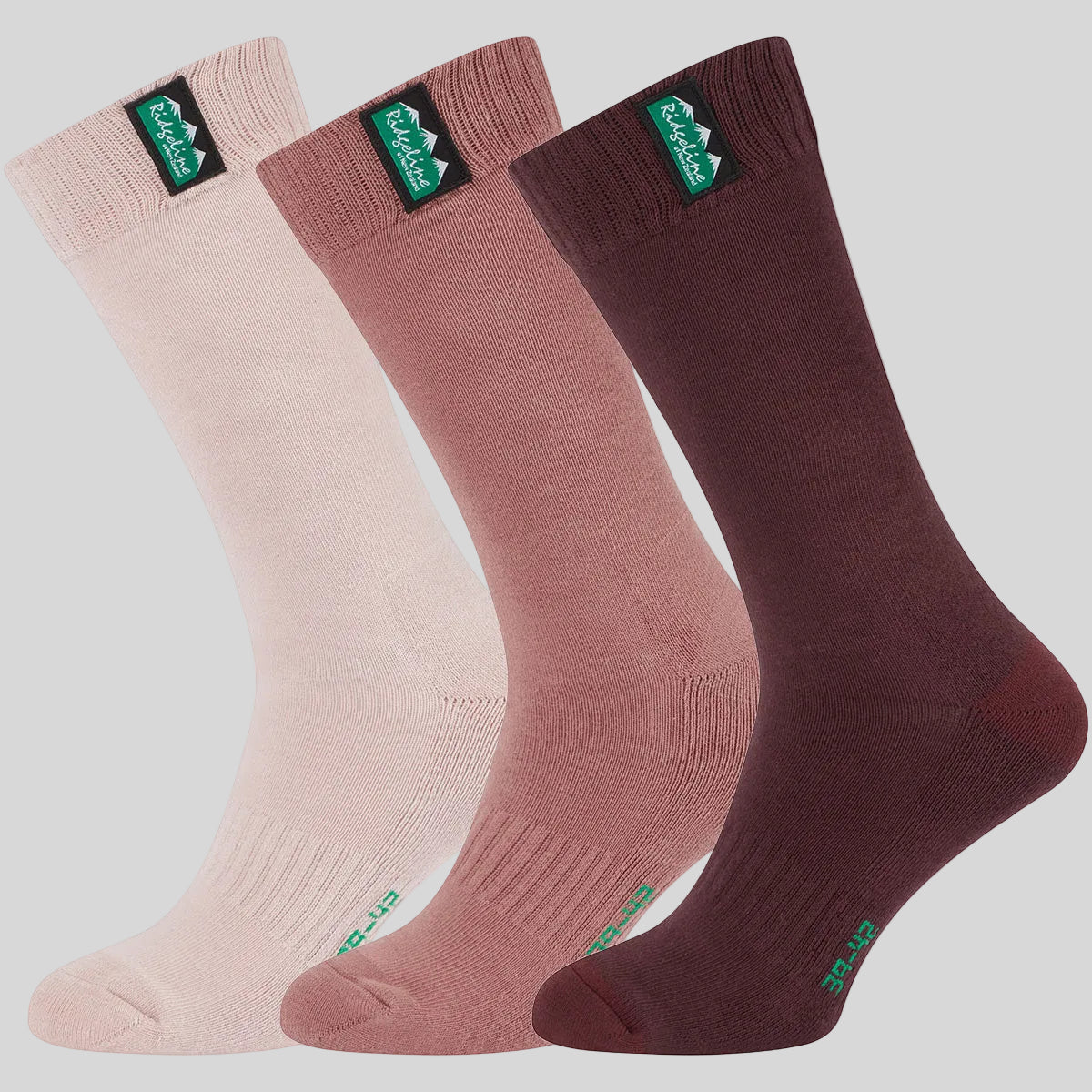 Cotton Work Socks Oxblood Multi (3 pack) - Mid Length