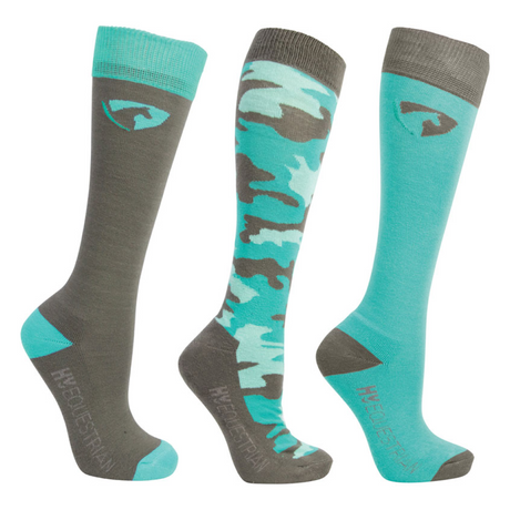 Hy Equestrian DynaForce Childen's Socks - Pack of 3 #colour_pacific-grey