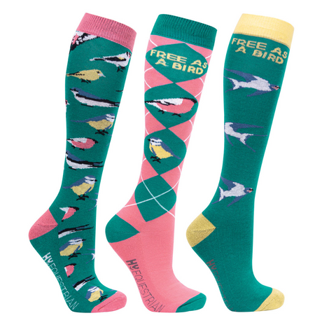 Hy Equestrian Novelty Printed Socks #colour_fern-pink
