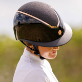 Charles Owen Kylo Sparkly Gloss Wide Peak Riding Hat #colour_black-gloss-rose-gold