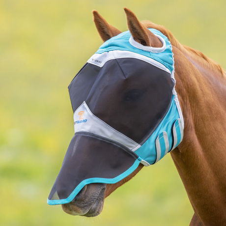 Shires FlyGuard Pro Fine Mesh Fly Mask With Ear Hole & Nose #colour_teal