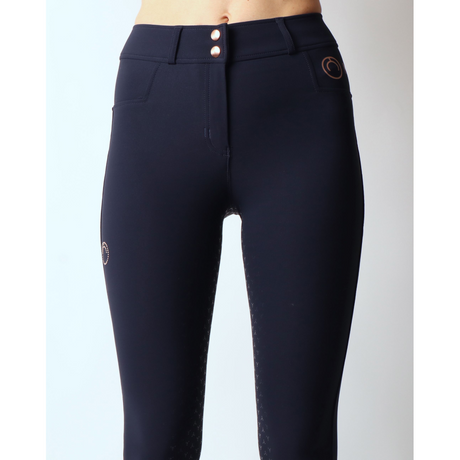 Montar Rosa Full Grip Breeches With Rosegold Crystals #colour_dark-navy