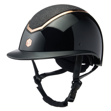 Charles Owen Kylo Sparkly Gloss Wide Peak Riding Hat #colour_black-gloss-rose-gold