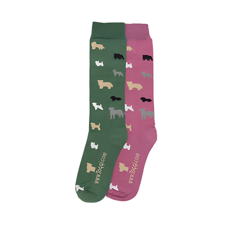 Toggi Multi Dog Socks 2 Pack #colour_green-pink