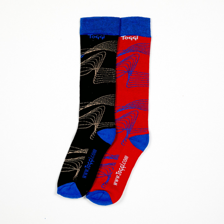 Toggi Eco Aquila 2 Pack Bamboo Socks #colour_black-crimson