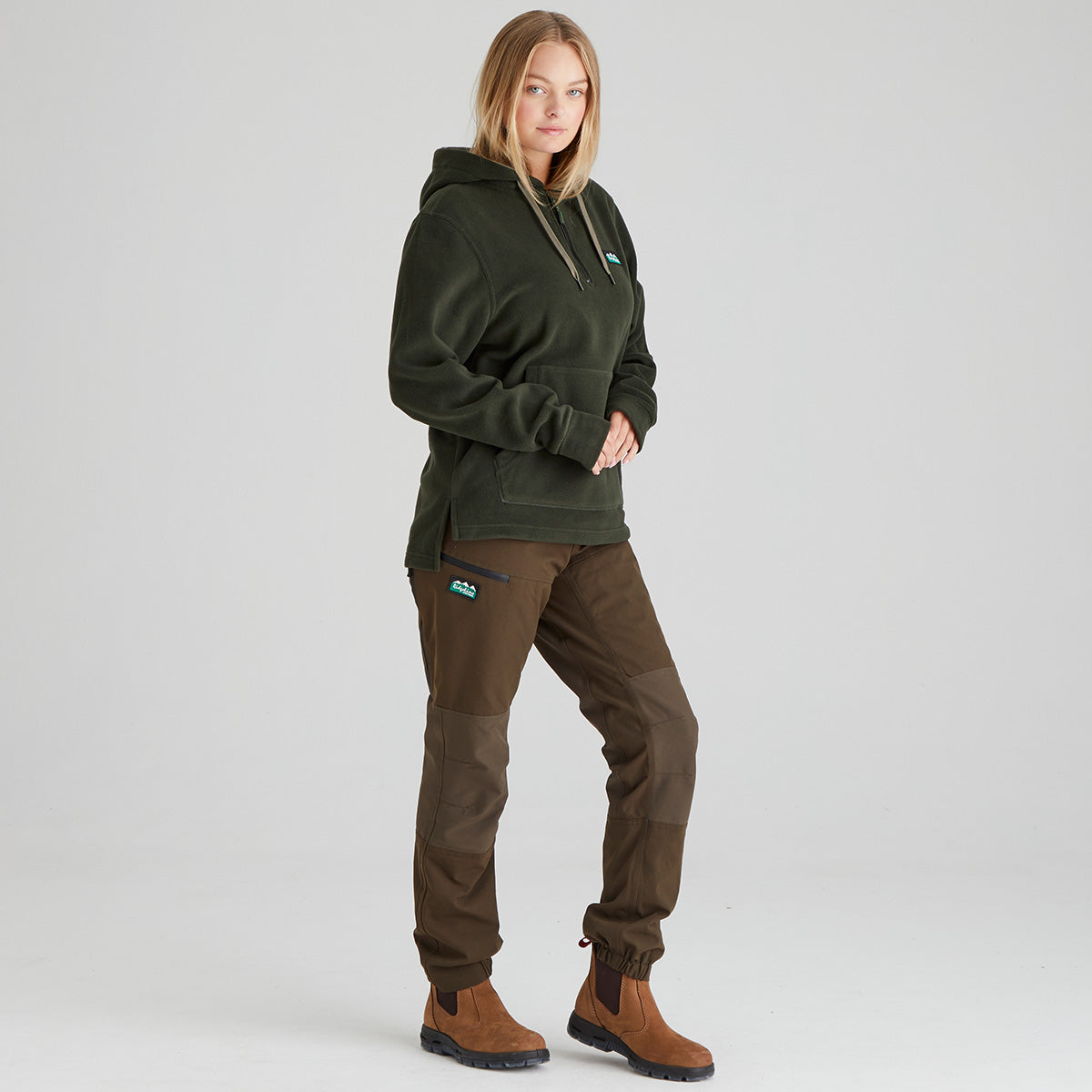 Ridgeline Womens Ballistic Long Sleeved Fleece Hoodie #colour_deep-forest