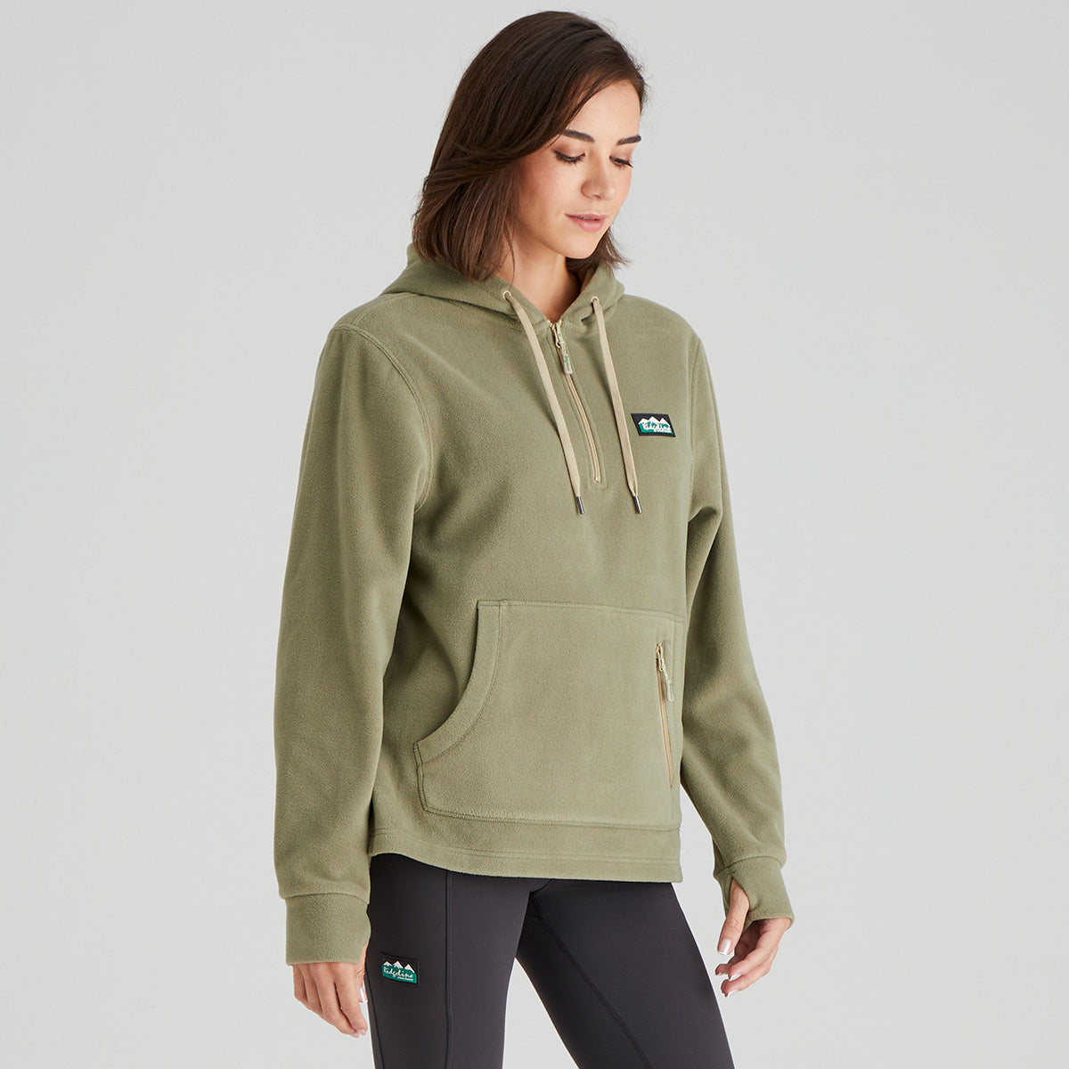 Ridgeline Womens Ballistic Long Sleeved Fleece Hoodie #colour_khaki-green