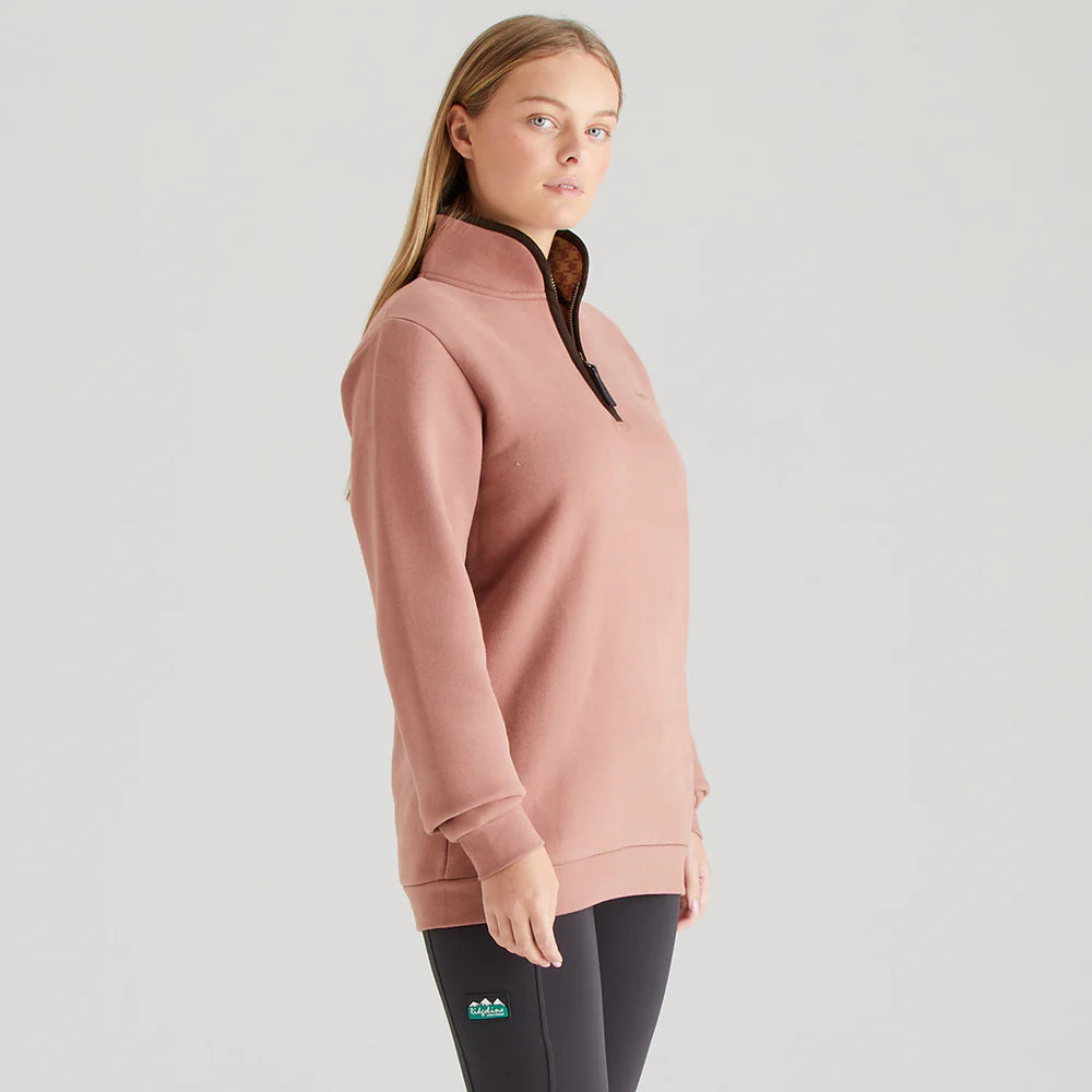 Ridgeline Womens Brancaster 1/4 Zip #colour_dusky-pink