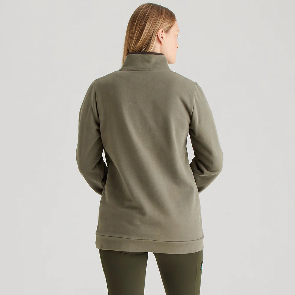 Ridgeline Womens Brancaster 1/4 Zip #colour_smokey-olive