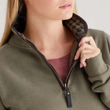 Ridgeline Womens Brancaster 1/4 Zip #colour_smokey-olive