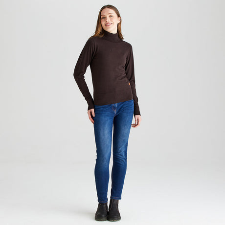 Women's Melford Knit Roll Neck - Deep Bark