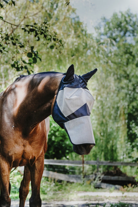 Equitheme Thick Mesh Fly Mask #colour_beige