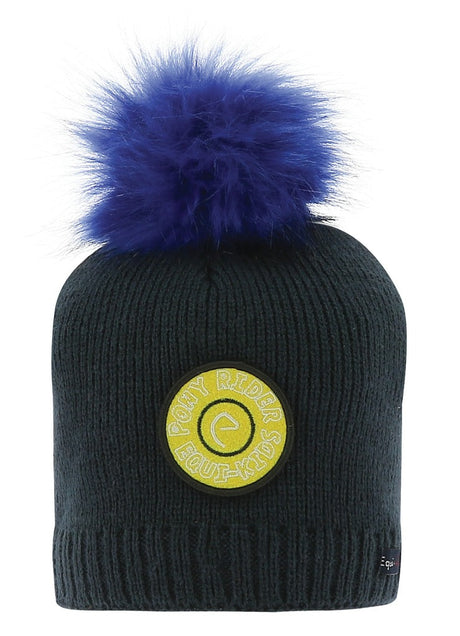 Equi-Kids Ponyrider Knitted Bobble Hat #colour_navy-blue