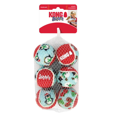 KONG Holiday SqueakAir Balls, 6er-Pack