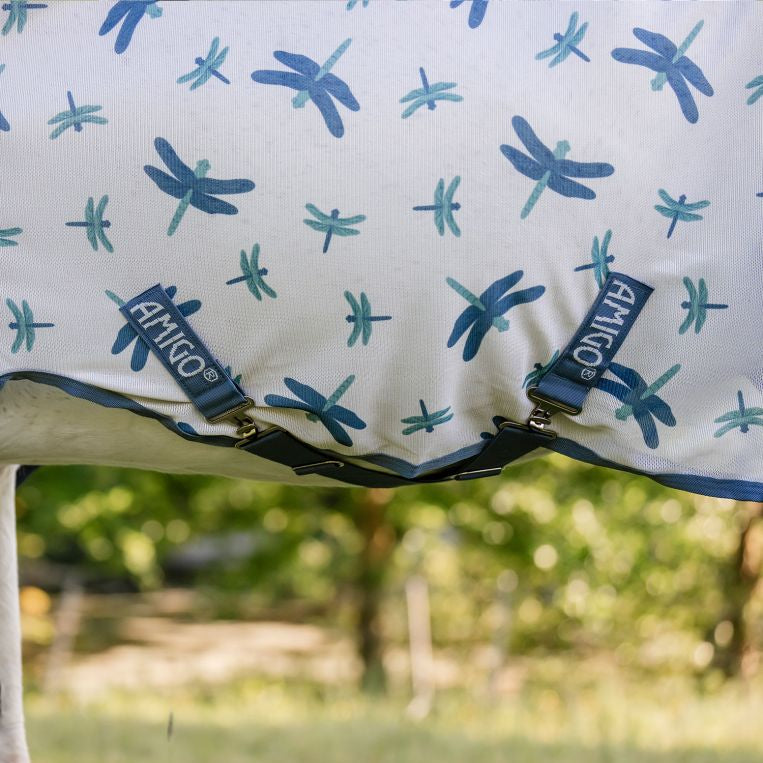 Horseware Ireland Amigo Bug Rug Plus #colour_dragonfly-print-silver-blue-sage